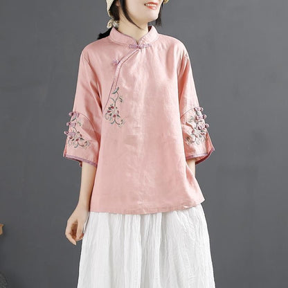 Retro cotton-linen shirt