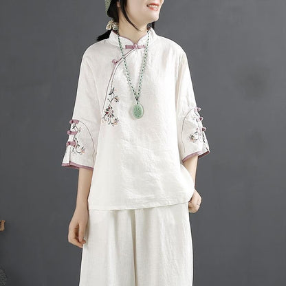 Retro cotton-linen shirt