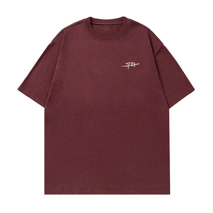 Retro Cotton Short-Sleeved T-Shirt with Letter Print