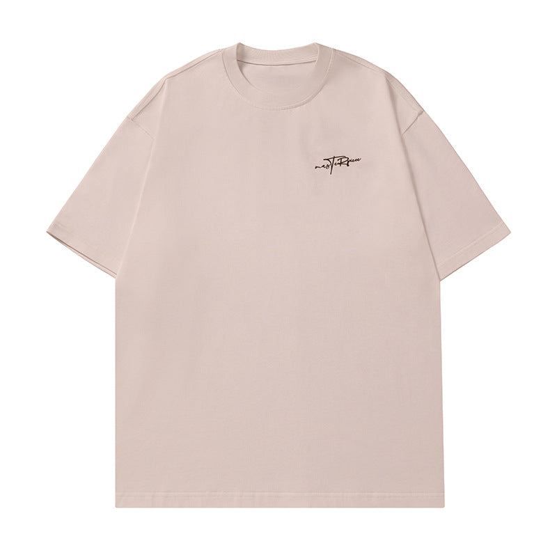 Retro Cotton Short-Sleeved T-Shirt with Letter Print