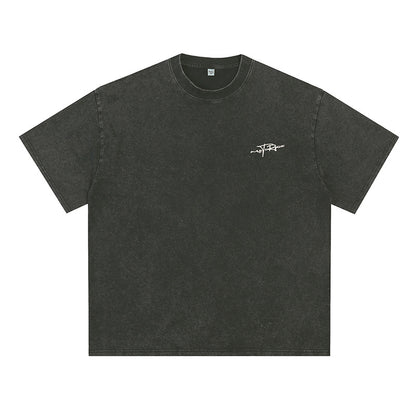 Retro Cotton Short-Sleeved T-Shirt with Letter Print