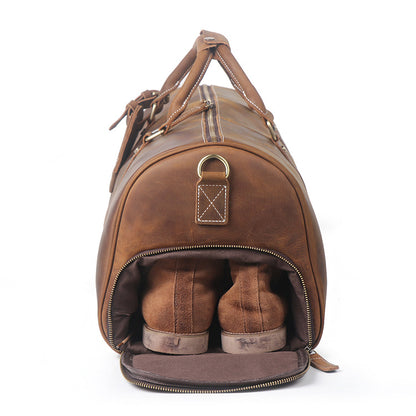 Retro Cowhide Leather Travel Shoulder Bag