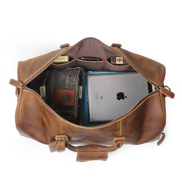Retro Cowhide Leather Travel Shoulder Bag