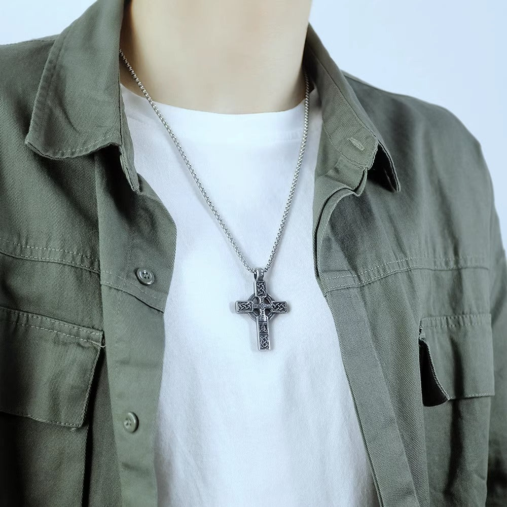 Retro Cross Hollow Necklace