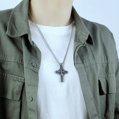 Retro Cross Hollow Necklace