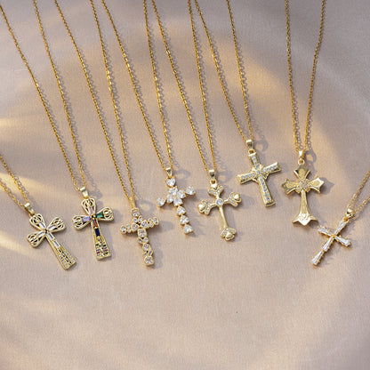 Retro Cross Pendant Titanium Steel Necklace
