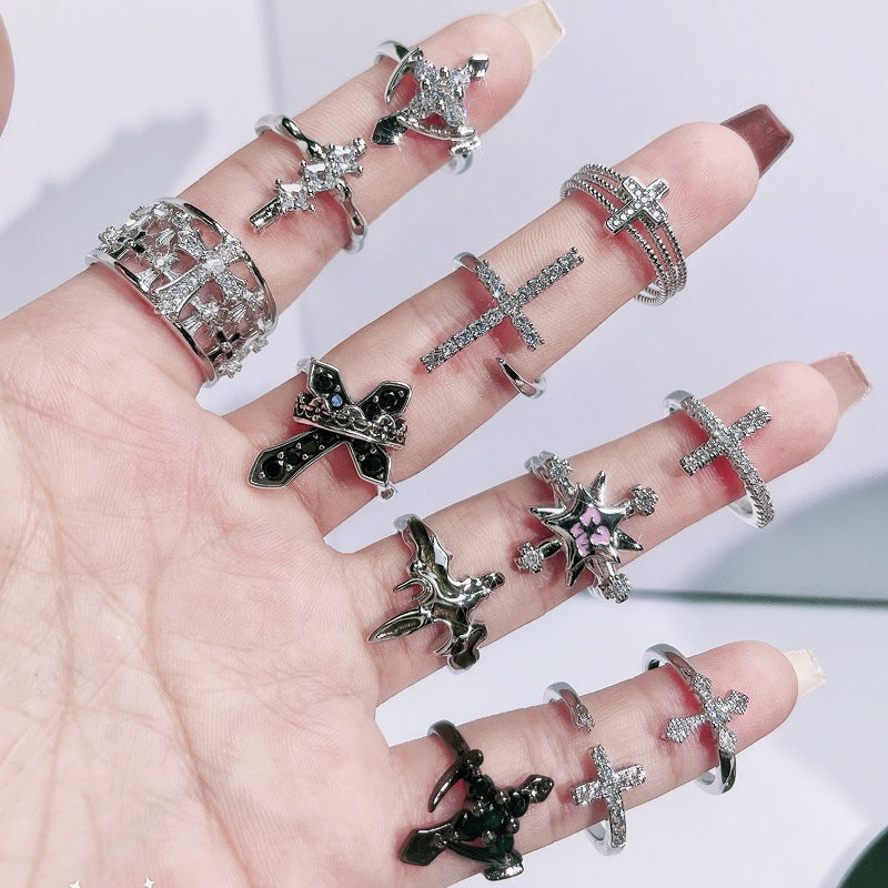 Retro Cross Punk Open Adjustable Ring