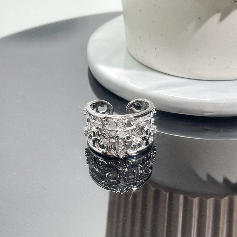 Retro Cross Punk Open Adjustable Ring
