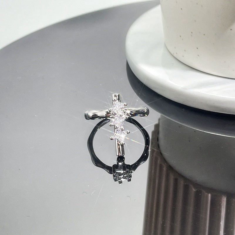 Retro Cross Punk Open Adjustable Ring