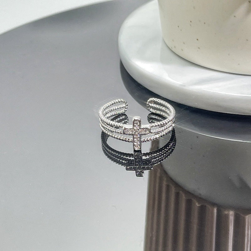 Retro Cross Punk Open Adjustable Ring