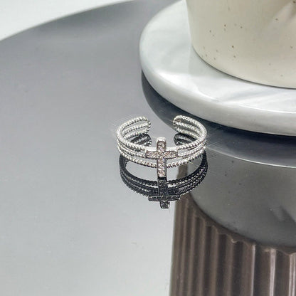 Retro Cross Punk Open Adjustable Ring
