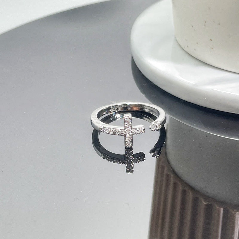 Retro Cross Punk Open Adjustable Ring