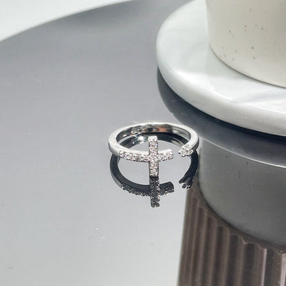 Retro Cross Punk Open Adjustable Ring