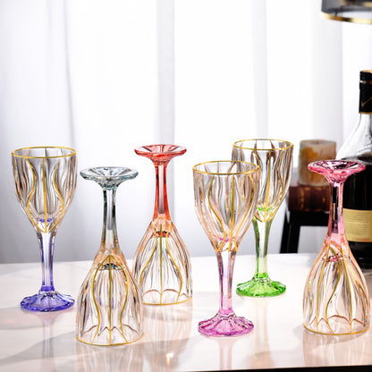Retro Crystal Gold-Painted Wine Glass Set