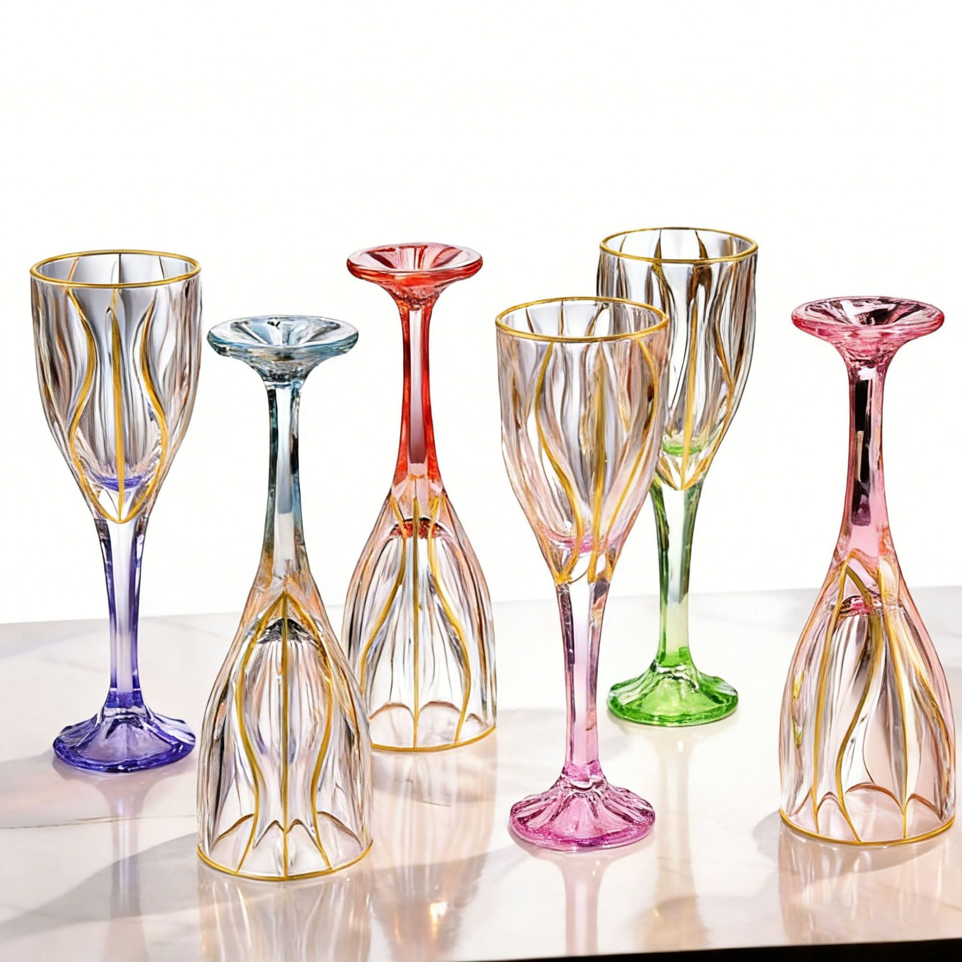 Retro Crystal Gold-Painted Wine Glass Set