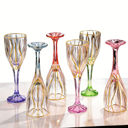 Retro Crystal Gold-Painted Wine Glass Set