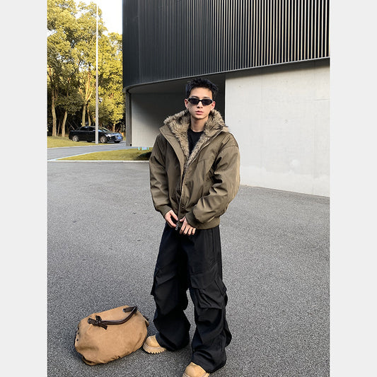 Retro deconstructed thickened jacket