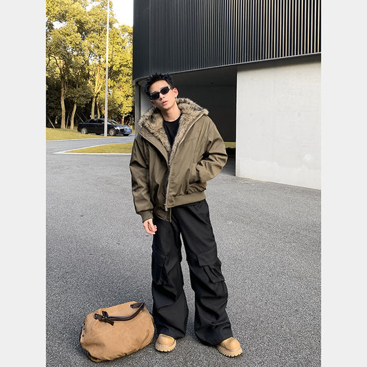 Retro deconstructed thickened jacket