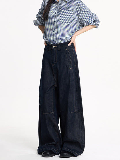 Retro Denim Wide-Leg Jeans
