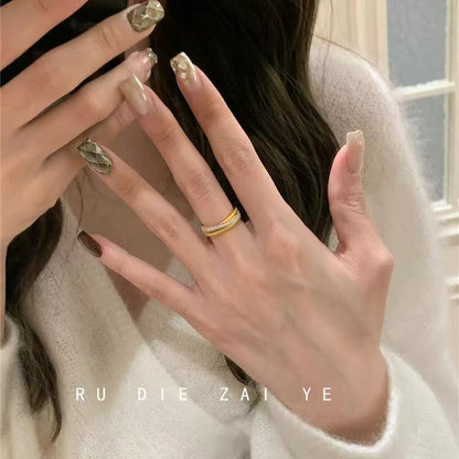 Retro Diamond Brushed Ring