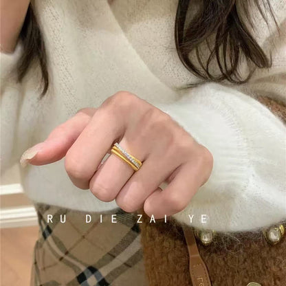 Retro Diamond Brushed Ring