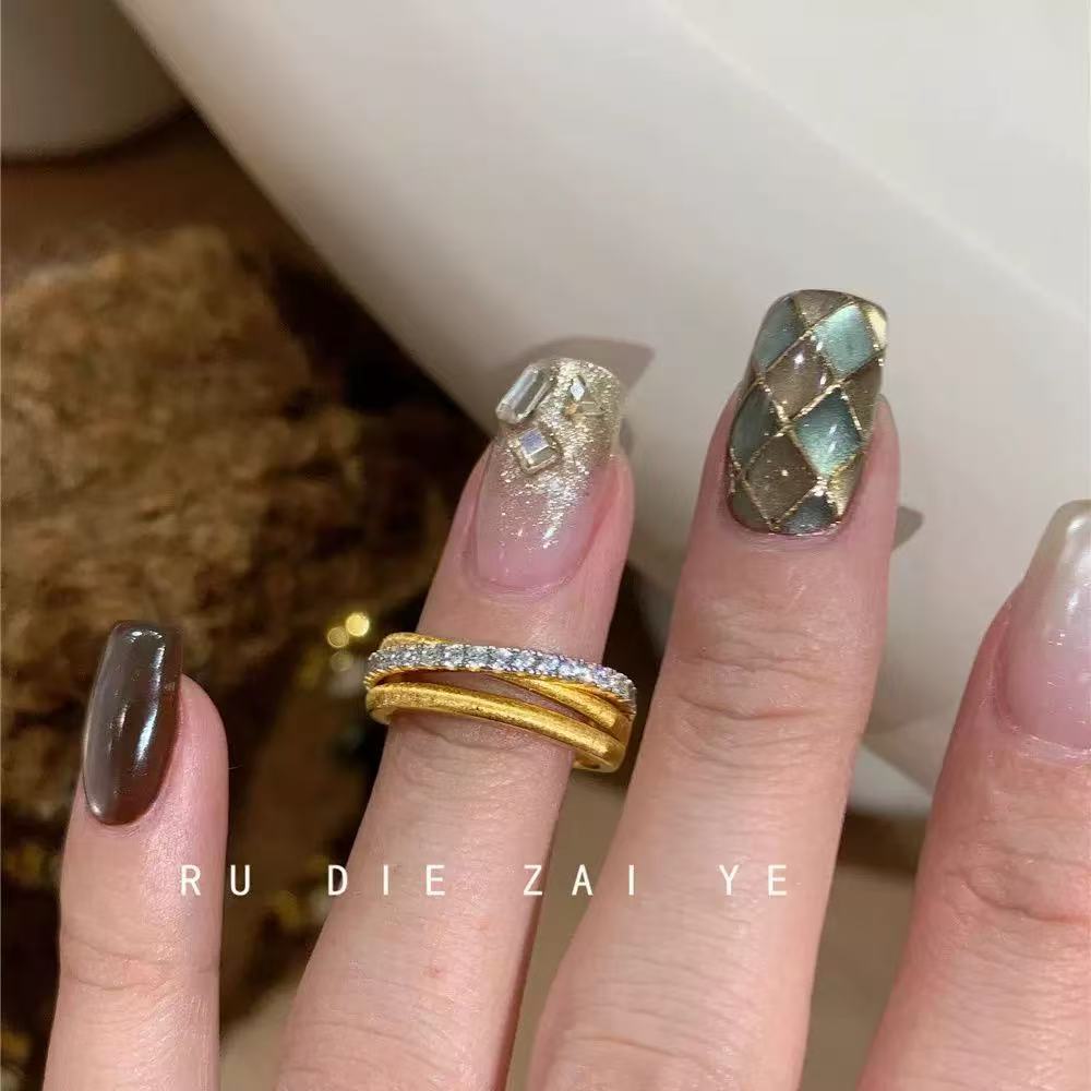 Retro Diamond Brushed Ring
