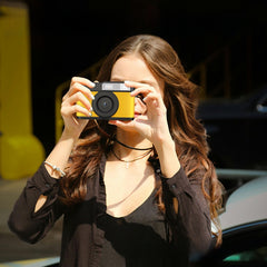Yellow retro camera card not included