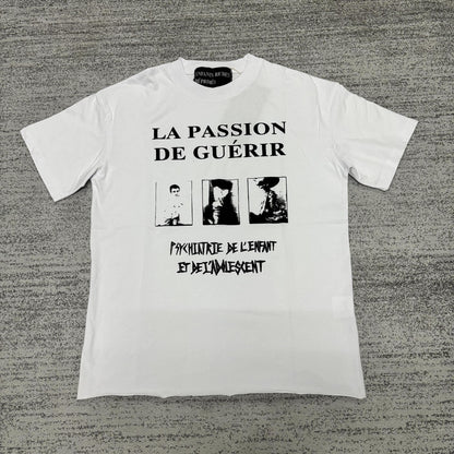 Retro Distressed Cotton T-shirt with Artistic Prints