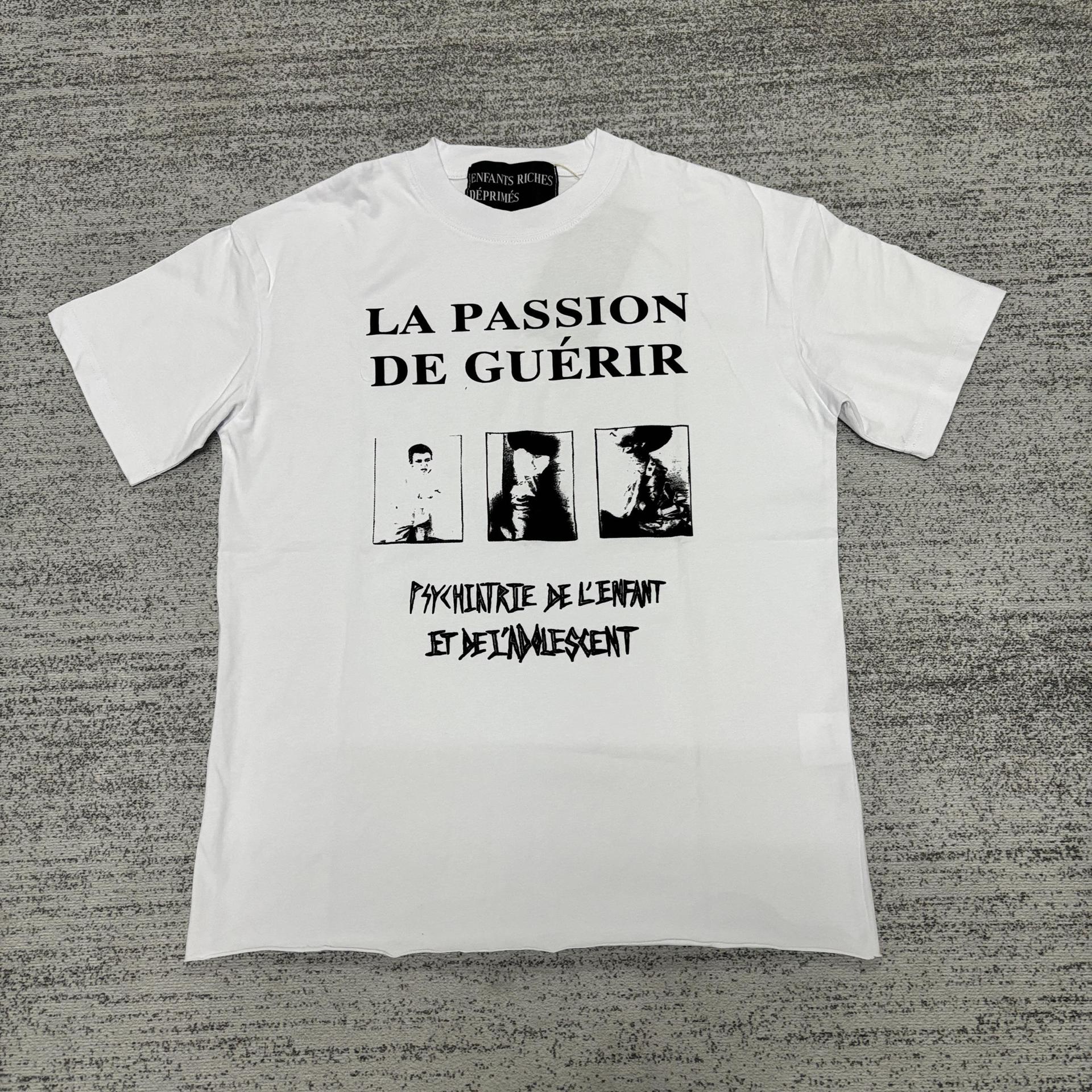 Retro Distressed Cotton T-shirt with Artistic Prints