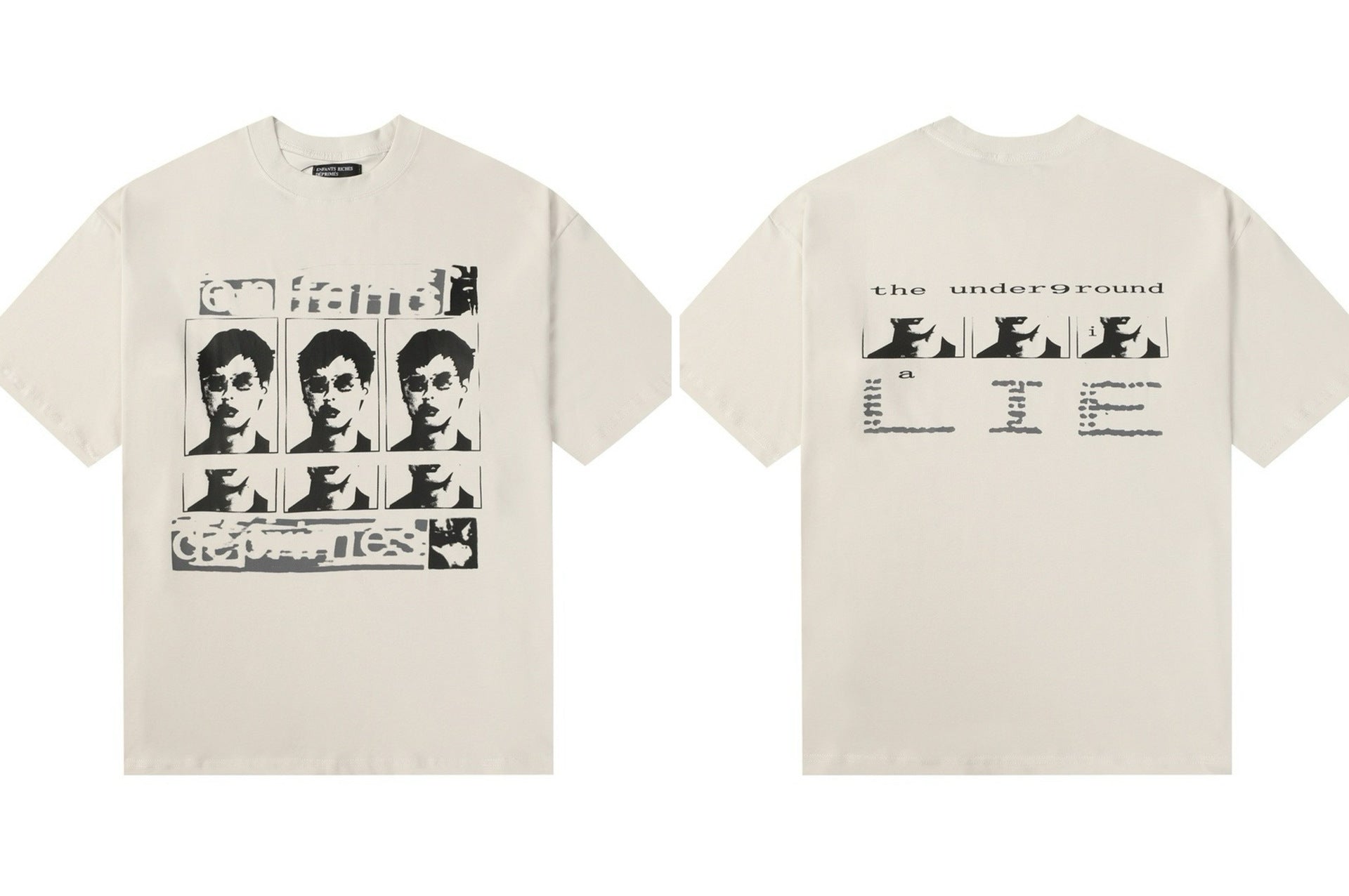 Retro Distressed Cotton T-shirt with Artistic Prints