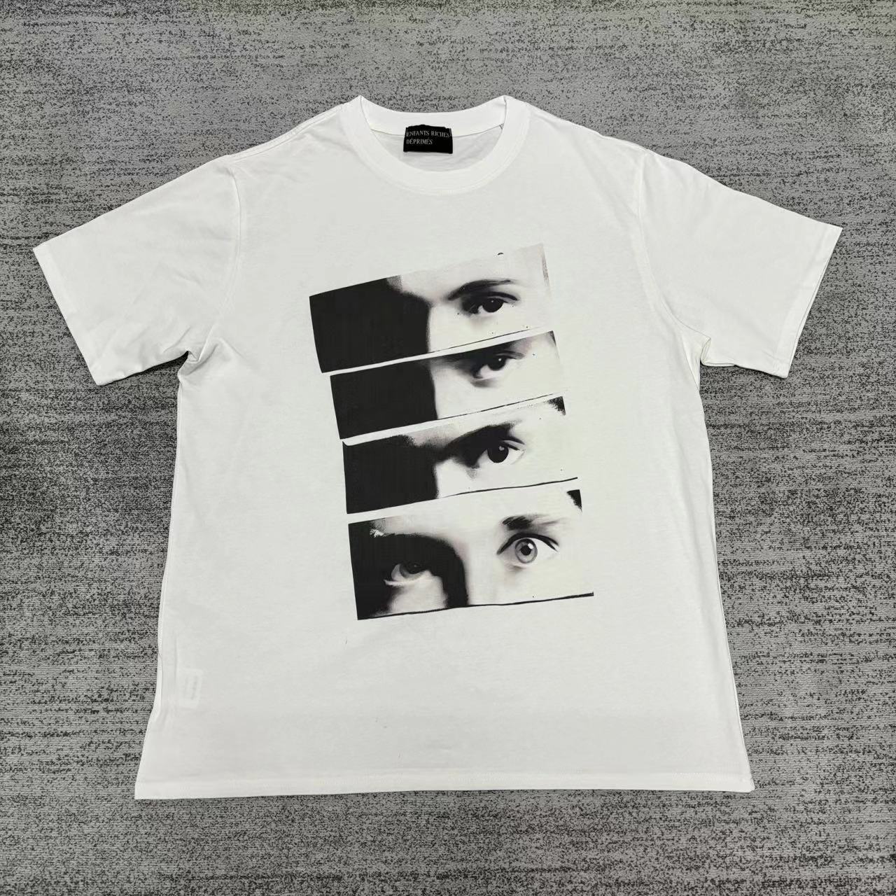 Retro Distressed Cotton T-shirt with Artistic Prints