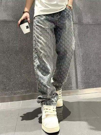 Retro distressed ripped jeans