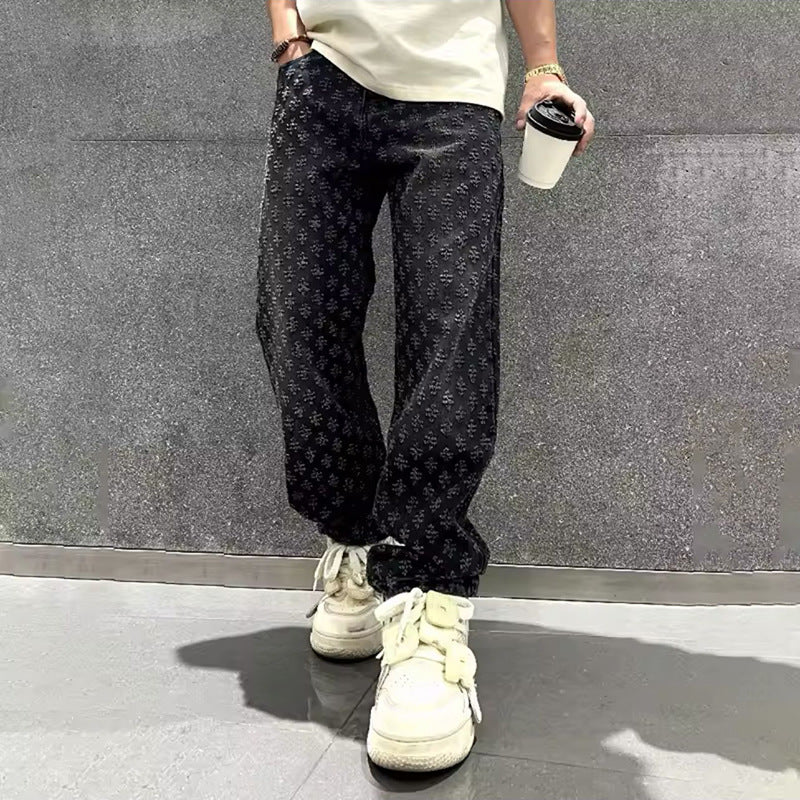 Retro distressed ripped jeans