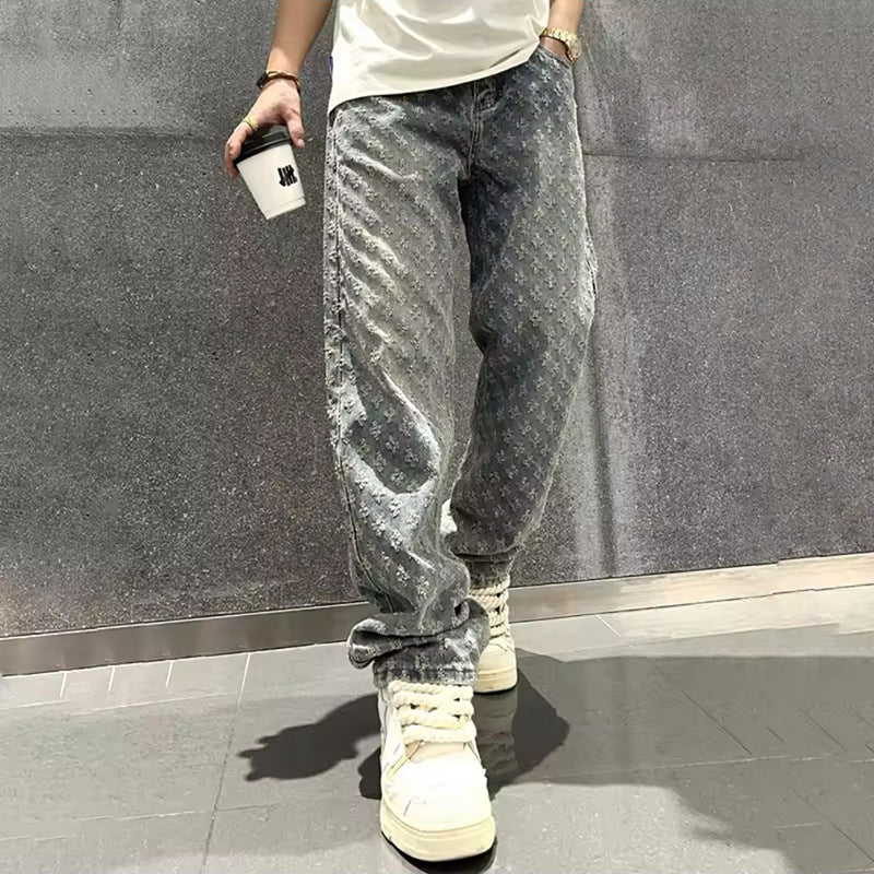 Retro distressed ripped jeans