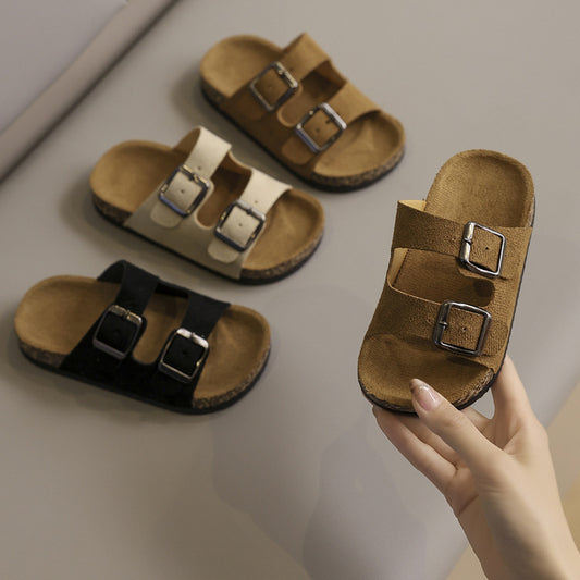 Retro Double Breasted Children Sandals