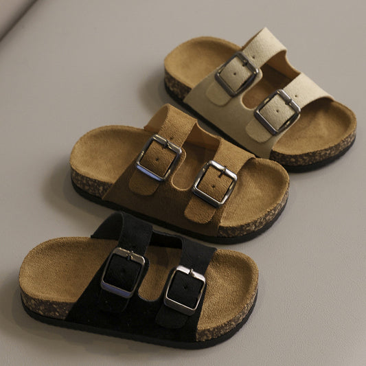 Retro Double Breasted Children Sandals