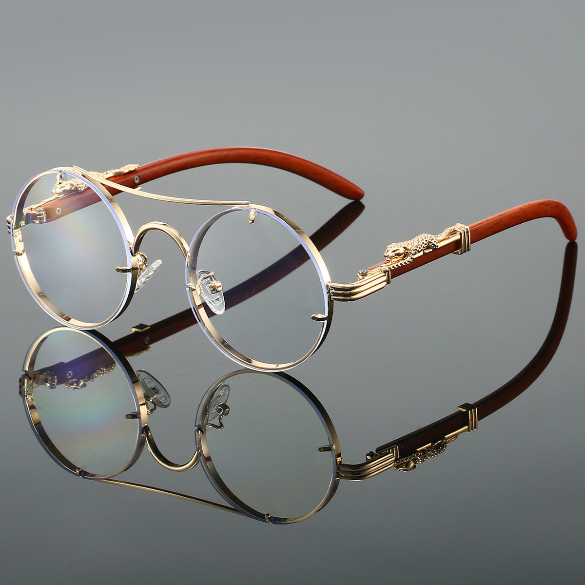 Retro Double Bridge Round Frame Sunglasses
