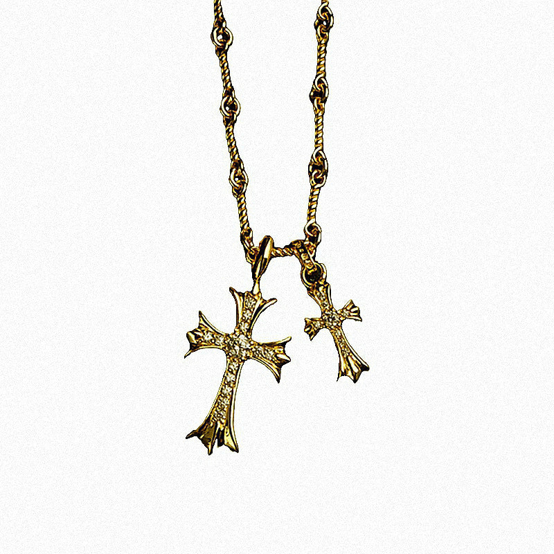 Retro double cross necklace