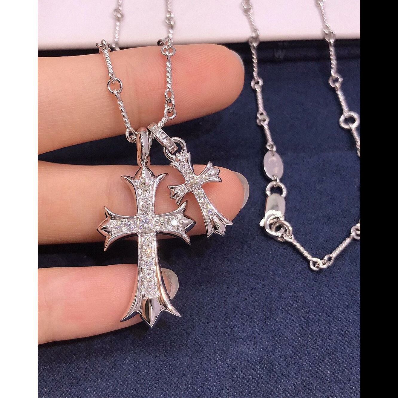 Retro double cross necklace