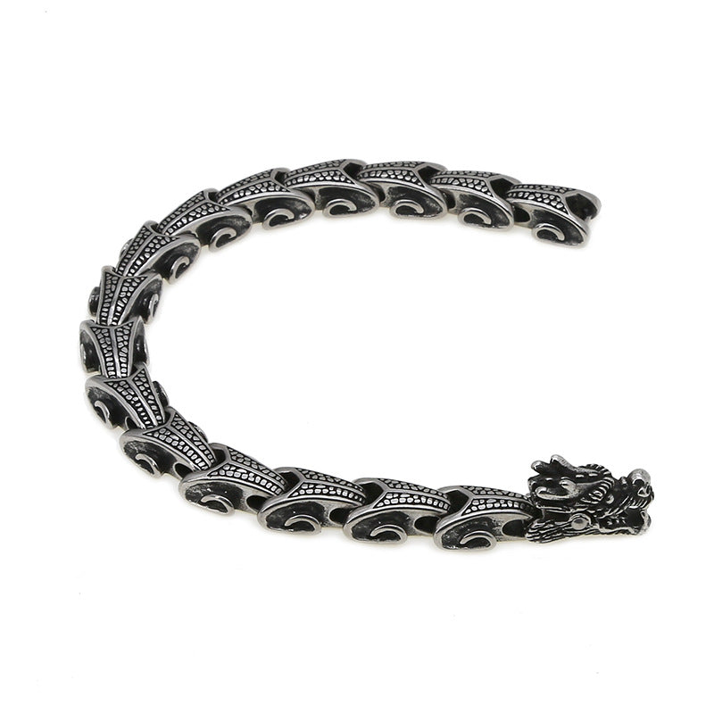 Retro Dragon Bone Titanium Steel Bracelet