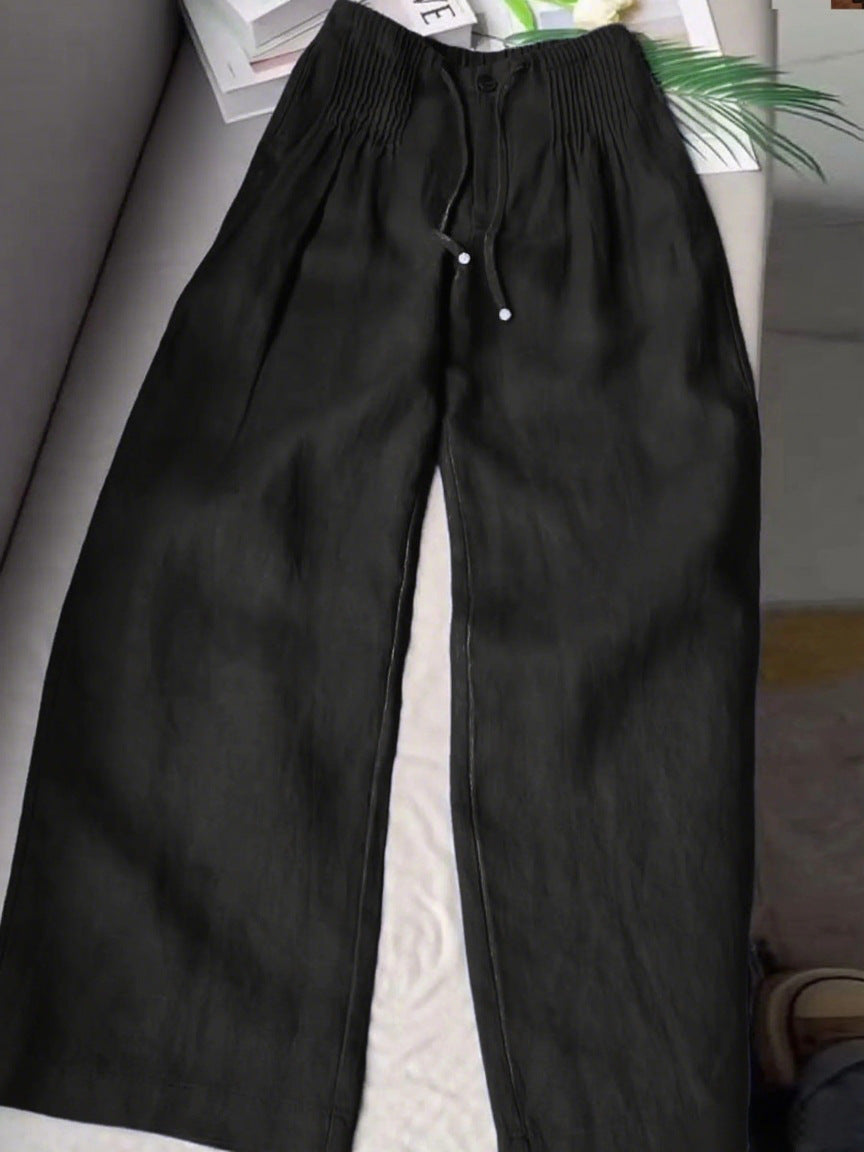 Retro Drawstring Wide Leg Pants