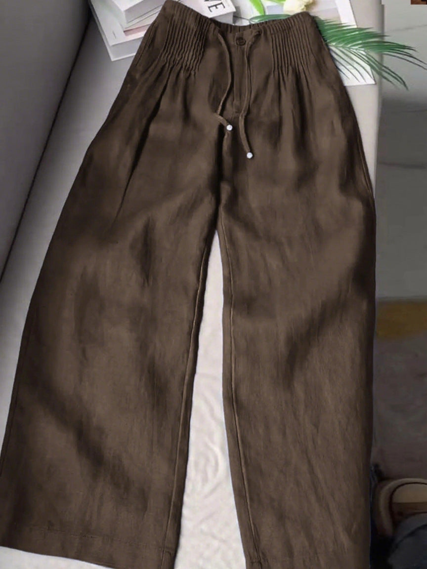 Retro Drawstring Wide Leg Pants