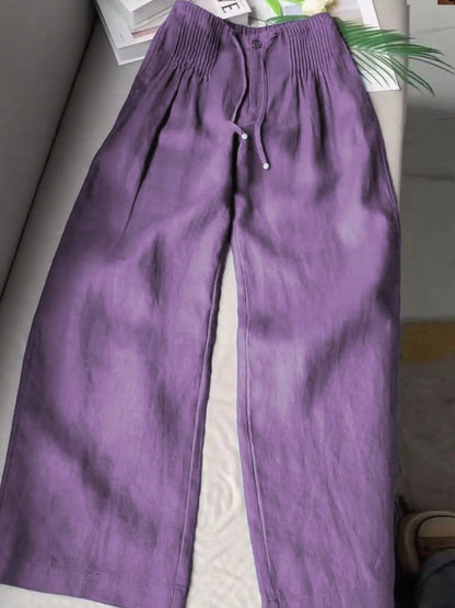 Retro Drawstring Wide Leg Pants