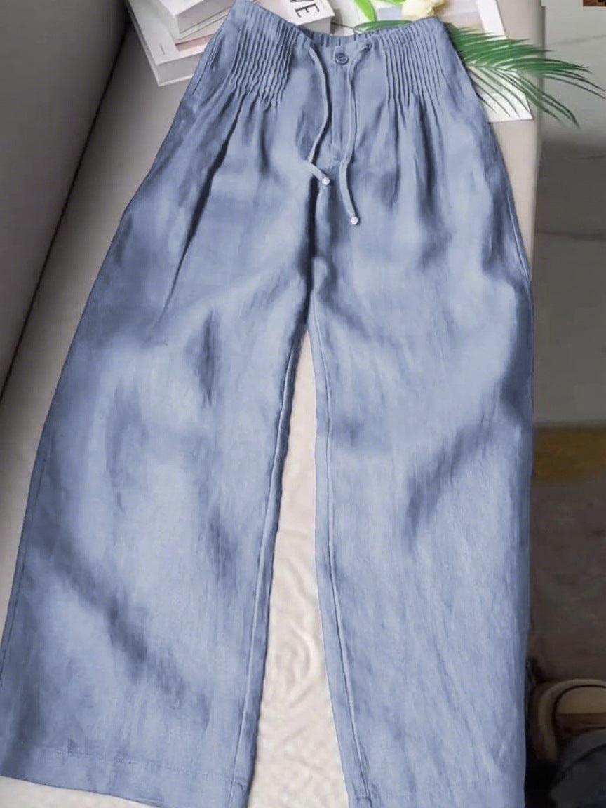 Retro Drawstring Wide Leg Pants