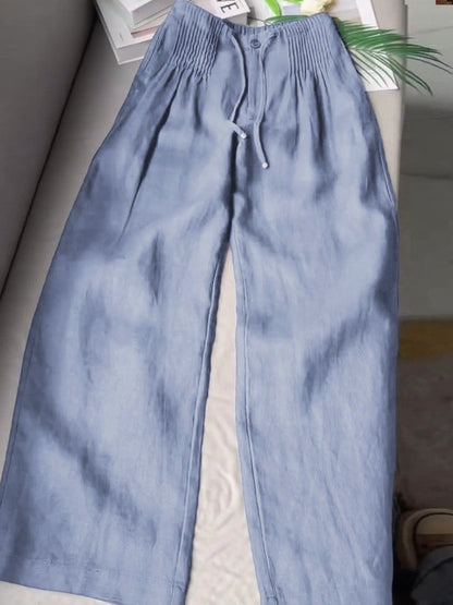 Retro Drawstring Wide Leg Pants