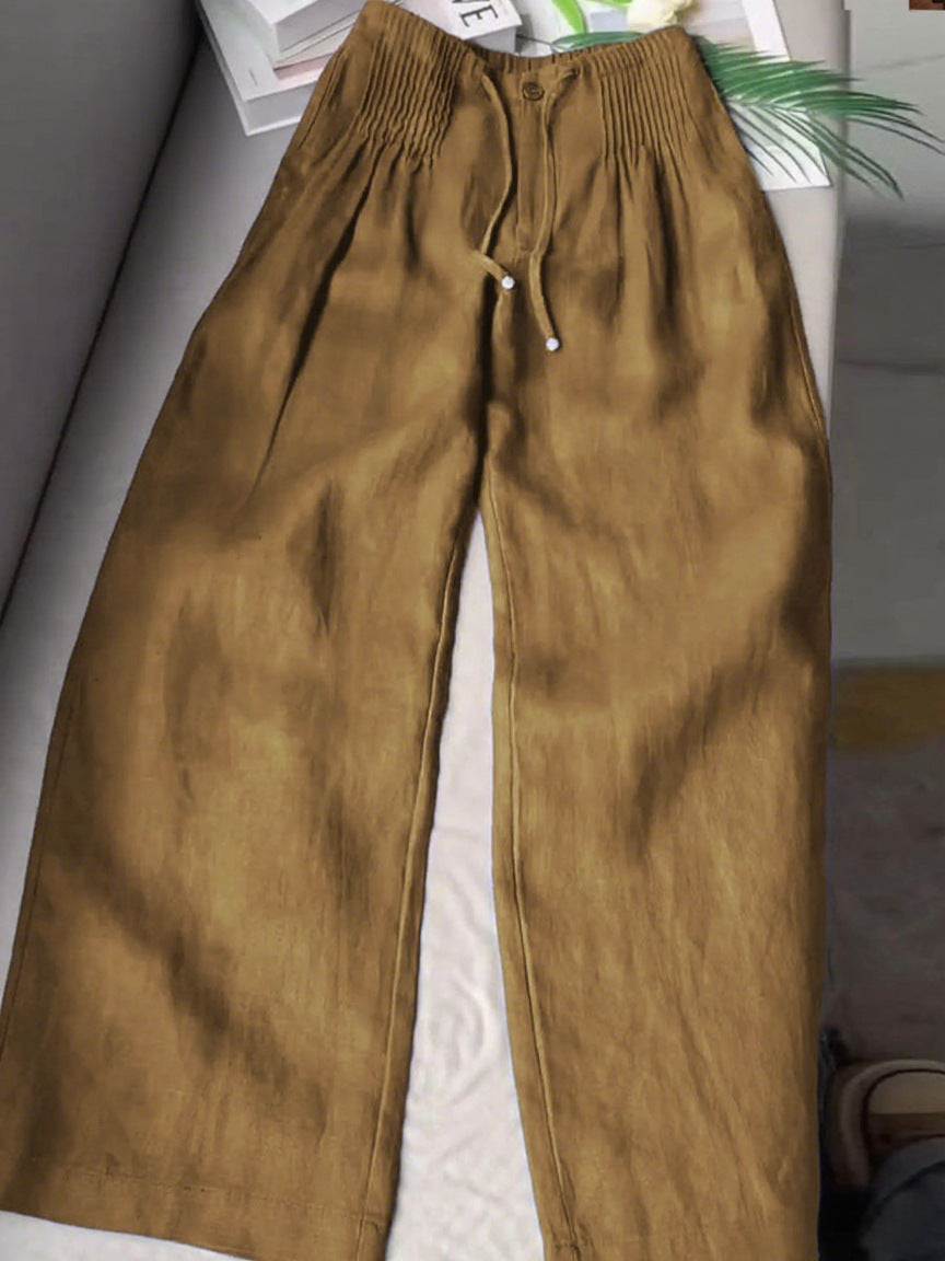 Retro Drawstring Wide Leg Pants