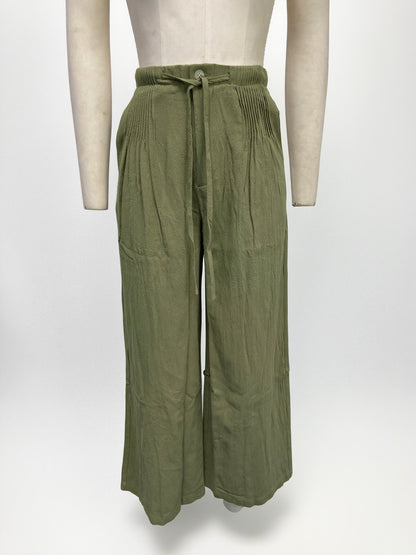 Retro Drawstring Wide Leg Pants