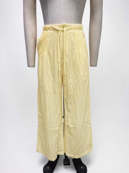 Retro Drawstring Wide Leg Pants