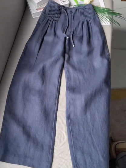 Retro Drawstring Wide Leg Pants