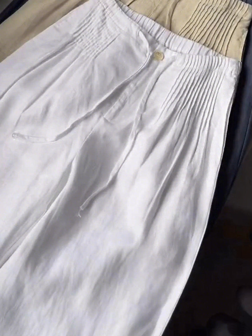Retro Drawstring Wide Leg Pants